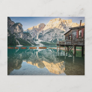Cartão Postal Lago di Braies, Dolomites, Itália
