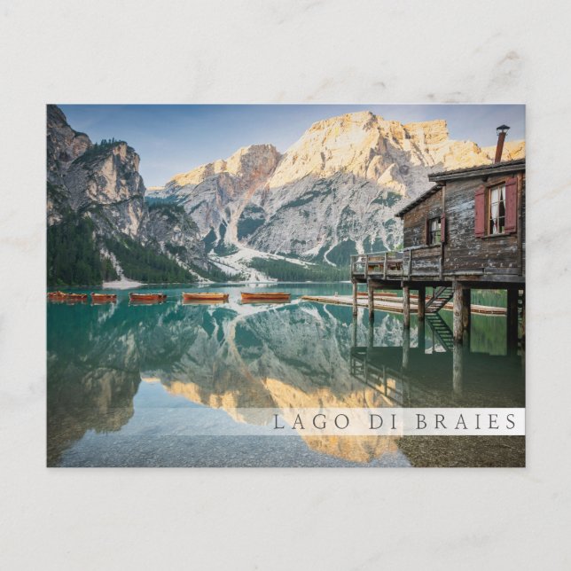Cartão Postal Lago di Braies, Dolomites, Itália (Frente)