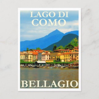Cartão Postal Lago di Como, Bellagio, Italy, Retro Travel