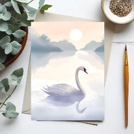Cartão Postal Lago dos Cisnes | Pintura à Aguarela com Luz Areja