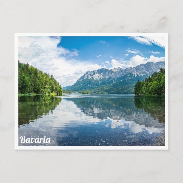 Cartão Postal Lago Eibsee, na Baviera, Alemanha (Frente)