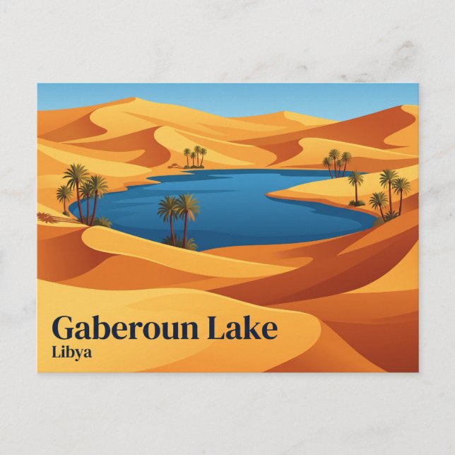 Cartão Postal Lago Gaberoun Líbia (Frente)