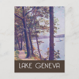 Cartão Postal Lago Genebra, Wisconsin, estilo viagens vintage