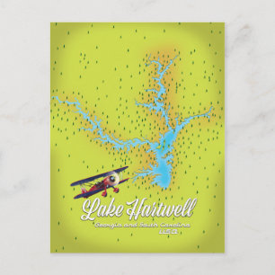 Cartão Postal lago Hartwell Geórgia e Carolina do Sul EUA mapa