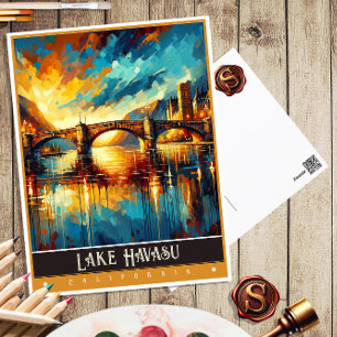 Cartão Postal Lago Havasu, Califórnia Pintura Vintage