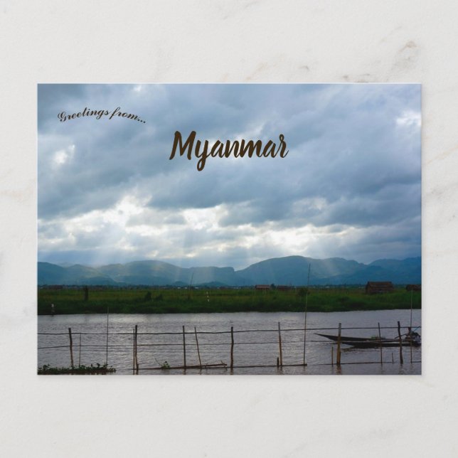 Cartão Postal Lago Inle Bagan Yangon Mianmar (Frente)