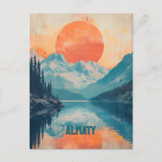 Cartão Postal Lago Kaindy Almaty Cazaquistão Retro Viagem (Frente)