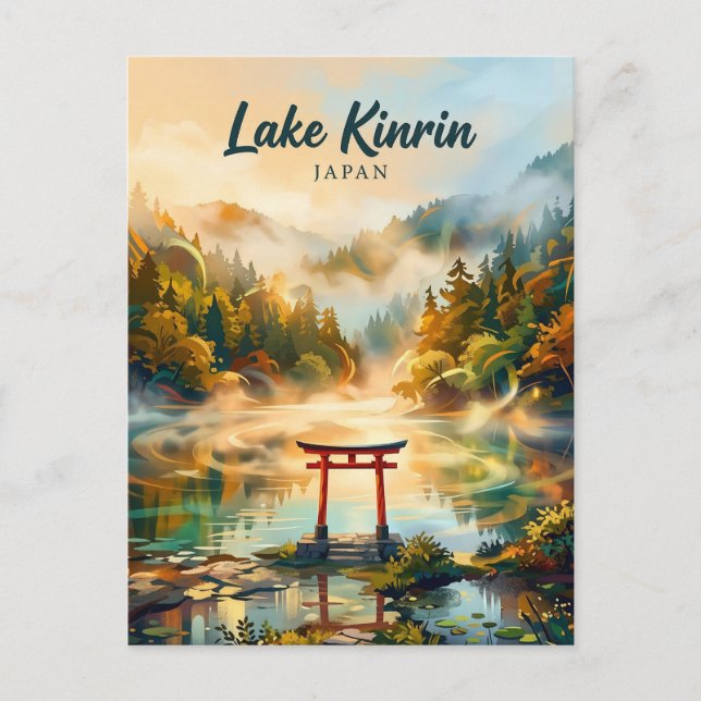 Cartão Postal Lago Kinrin Yufuin Japão (Frente)
