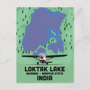 Cartão Postal Lago Loktak estado de Manipur, Índia mapa