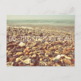 Cartão Postal Lago Michigan Beach Rocks Shoreline Sea