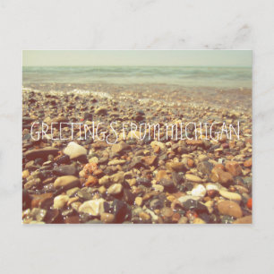 Cartão Postal Lago Michigan Beach Rocks Shoreline Sea