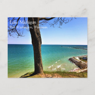 Cartão Postal Lago Michigan, Port Washington, Cartão-postal WI