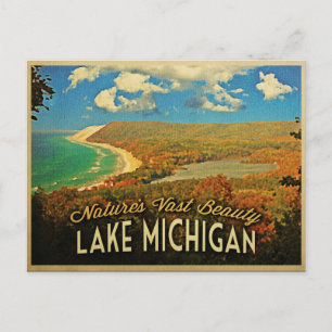 Cartão Postal Lago Michigan Vintage