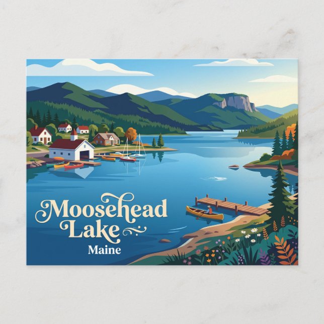 Cartão Postal Lago Moosehead Maine (Frente)