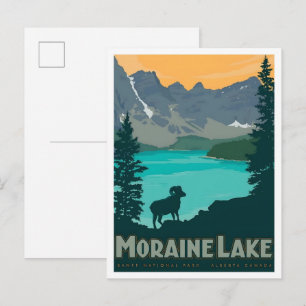 Cartão Postal Lago Moraine Banff Canadá Arte Vintage Viagem