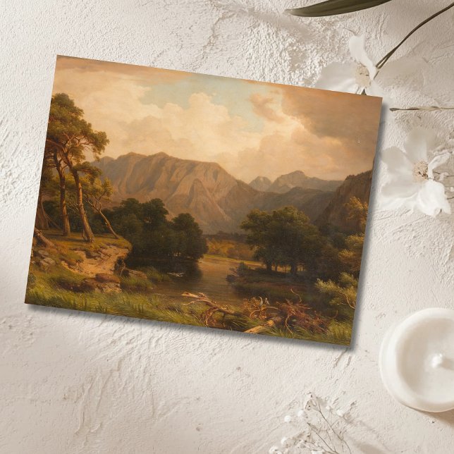 Cartão Postal Lago Mountain com Herons - Heinrich Funk (Criador carregado)