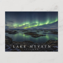 Cartão Postal Lago Mývatn Luzes do Norte Islândia