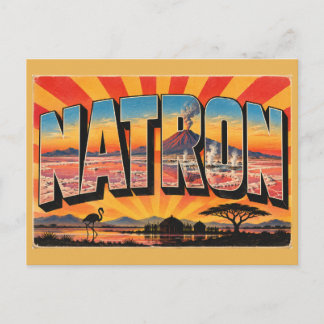 Cartão Postal Lago Natron Flamingo Vulcão Arte de Viagem Vintage