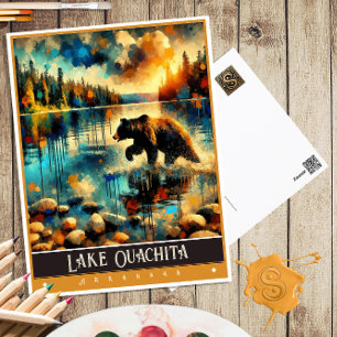 Cartão Postal Lago Ouachita, Arkansas   Pintura Vintage