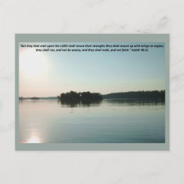 Cartão Postal Lago Pacífico e Árvores Distantes com escritura