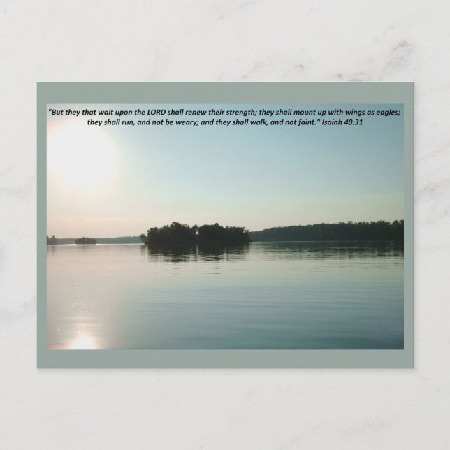 Cartão Postal Lago Pacífico e Árvores Distantes com escritura (Frente)