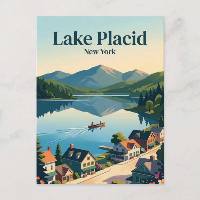 Cartão Postal Lago Placid EUA (Frente)