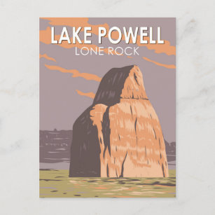 Cartão Postal Lago Powell Lone Rock Viagem Art Vintage