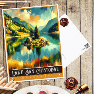 Cartão Postal Lago San Cristobal, Colorado Pintura Vintage