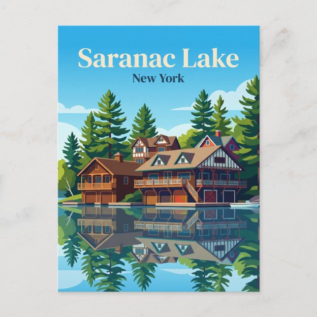 Cartão Postal Lago Saranac Nova York (Frente)