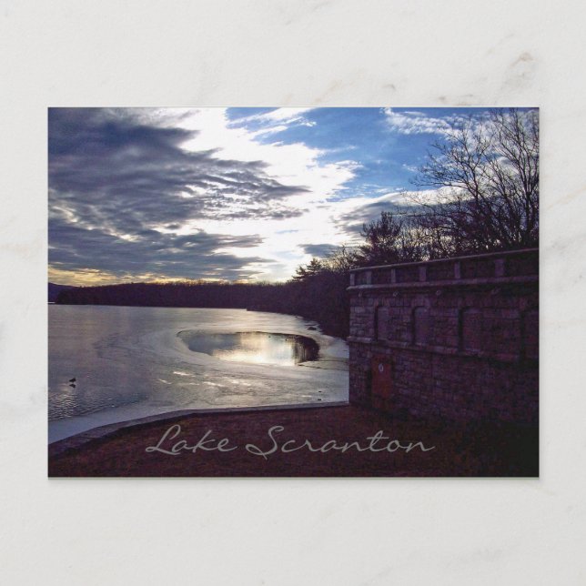 Cartão Postal Lago Scranton - Placa de Posto Mood de inverno (Frente)