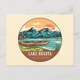 Cartão Postal Lago Shasta California Barco Fish Emblem