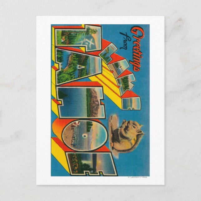 Cartão Postal Lago Tahoe, Califórnia - Cenas com Letra Grande (Frente)