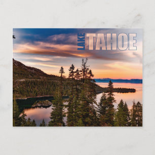 Cartão Postal Lago Tahoe California em Sunset Beauely