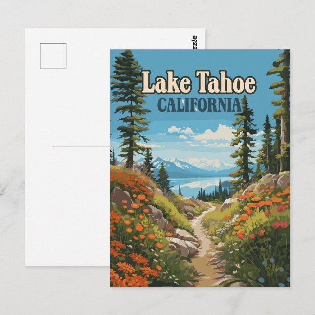 Cartão Postal Lago Tahoe California Nevada Retro Viagem (Frente/Verso)
