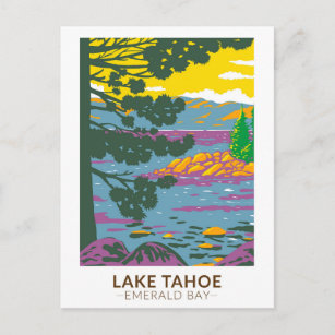 Cartão Postal Lago Tahoe Emerald Bay California Vintage