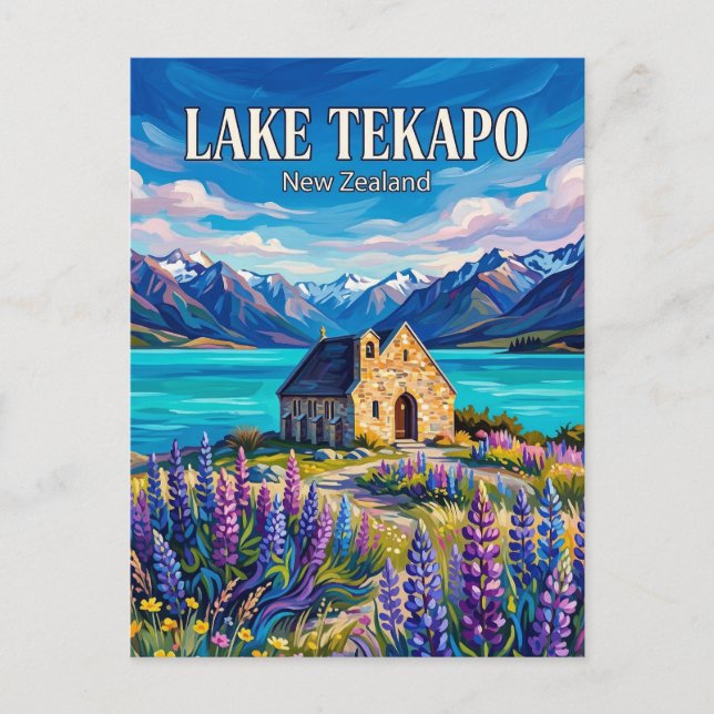 Cartão Postal Lago Tekapo Nova Zelândia (Frente)
