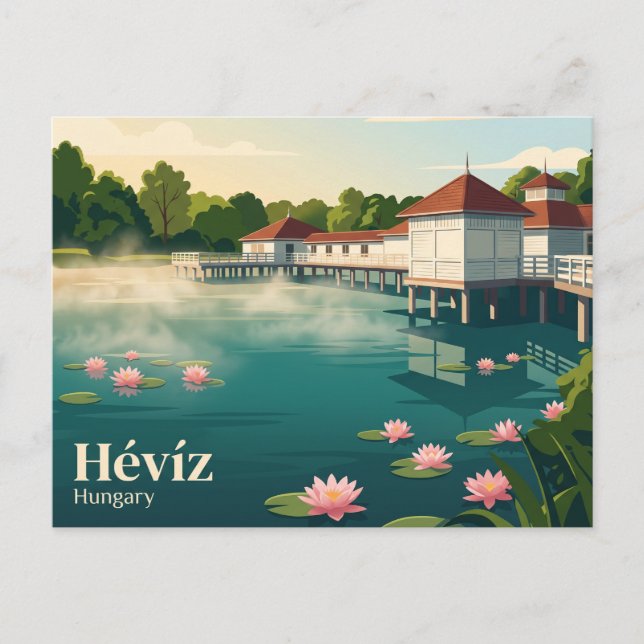 Cartão Postal Lago Termal Hévíz Hungria (Frente)