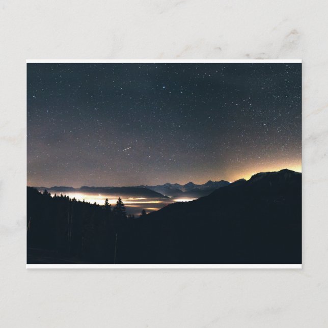 Cartão Postal Lago Thun, Suiça e Starry Sky (Frente)