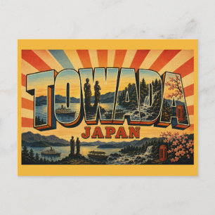 Cartão Postal Lago Towada Japão Lago de Caldeira Arte Vintage