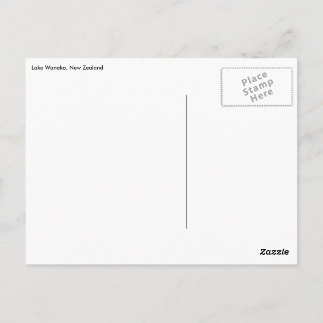 Cartão Postal Lago Wanaka, Nova Zelândia (Verso)
