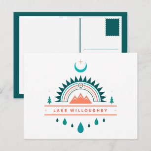 Cartão Postal lago willoughby boho arco-íris lua