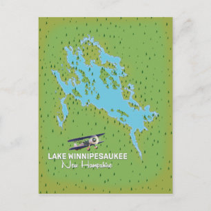 Cartão Postal Lago Winnipesaukee New Hampshire poster de viagens