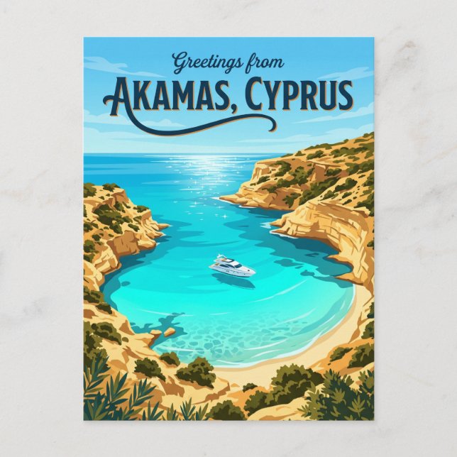 Cartão Postal Lagoa Azul, Akamas Chipre (Frente)