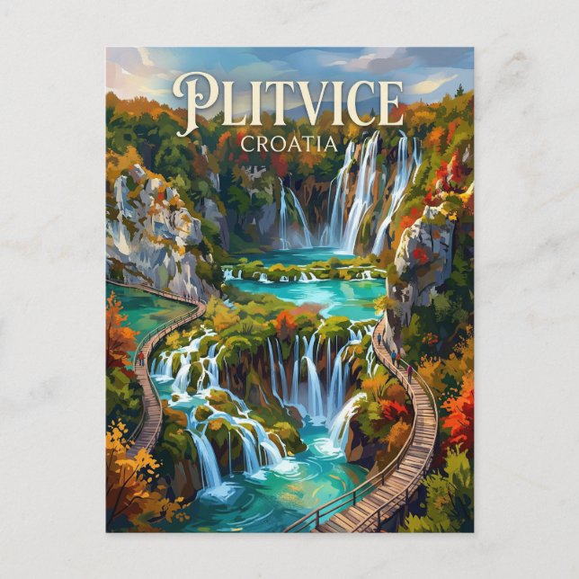 Cartão Postal Lagos de Plitvice Croácia (Frente)