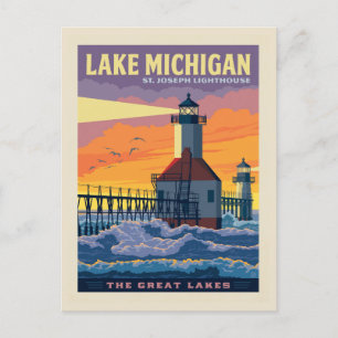 Cartão Postal Lagos excelente   Lago Michigan