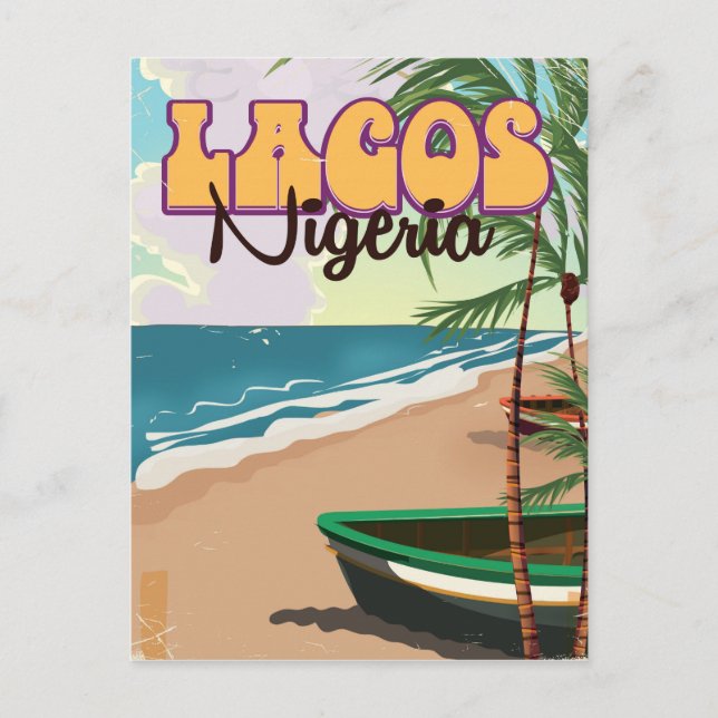 Cartão Postal Lagos, Nigéria, viagens vintage (Frente)