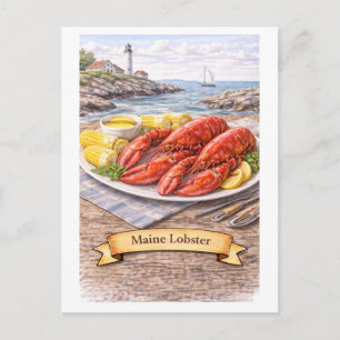 Cartão Postal Lagosta do Maine (Série de Comida Americana)