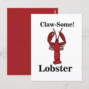Cartão Postal Lagosta Vermelha do Maine Frutos do Mar