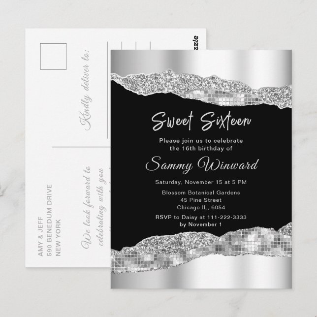 Cartão Postal Lágrimas de Prata e Glama Preta Doce Dezesseis (Frente/Verso)