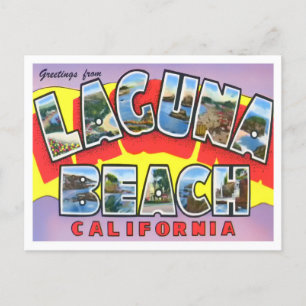 Cartão Postal Laguna Beach, Califórnia Letras Maiúsculas Vintage